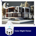 دوربین لامپی سیم کارت خور 4مگاپیکسل چرخشی V380 دید در شب رنگی وارم لایت - تصویر 3