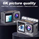 دوربین ورزشی اکشن کمرا 6K با صفحه لمسی - تصویر 2