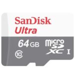 کارت حافظه (رم) میکرو اس دی 64 گیگ sanDisk کلاس سرعت Class 10 استاندارد سرعت UHS-I سرعت خواندن تا 100MB/s مدل Ultra