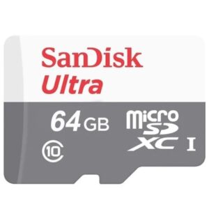 کارت حافظه (رم) میکرو اس دی 64 گیگ sanDisk کلاس سرعت Class 10 استاندارد سرعت UHS-I سرعت خواندن تا 100MB/s مدل Ultra