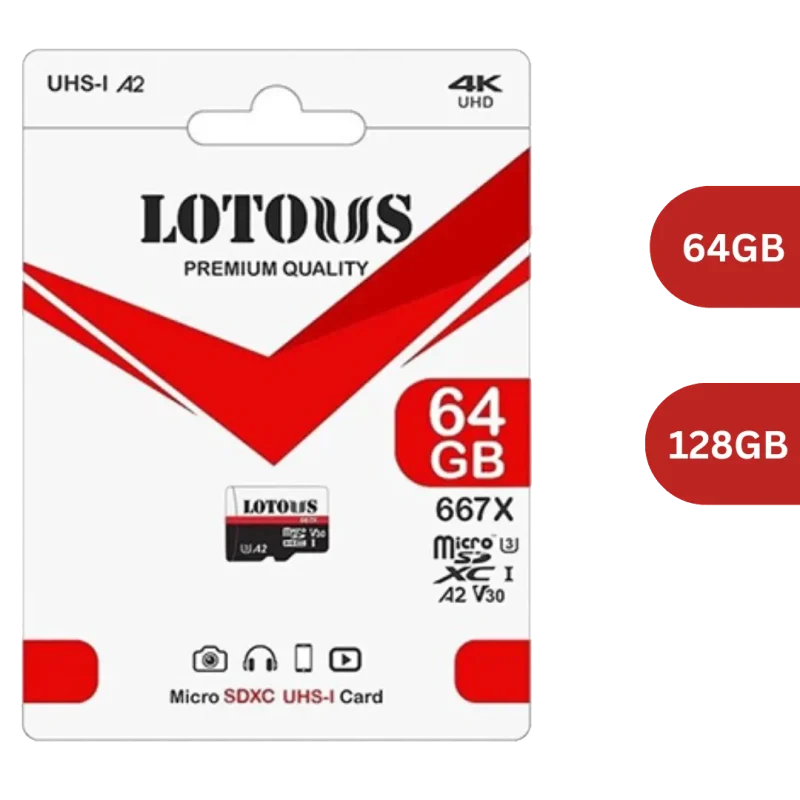 کارت حافظه میکرو لوتوس 64گیگ،128گیگ استاندارد U3 A2 مدل 667X