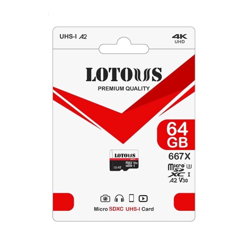 کارت حافظه میکرو لوتوس 64 گیگ استاندارد U3 A2 مدل 667X