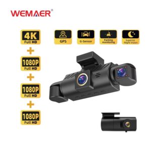 دوربین ثبت وقایع خودرو 4لنزه 4K وایفای با GPS و دید در شب مدل YL-A70 4CH