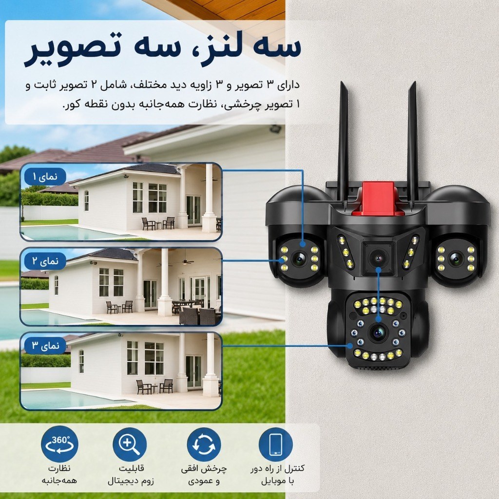 دوربین مینی اسپیددام سیمکارتی 3مگاپیکسل آژیردار V380 Pro مدل V380prol33