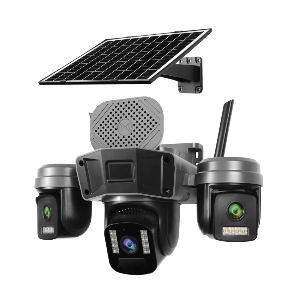 دوربین مینی اسپیددام سیمکارتی 5مگاپیکسل 3لنزه پنل خورشیدی آژیردار OKAM PRO مدل TL1