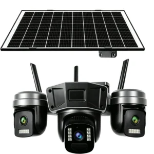 دوربین مینی اسپیددام سیمکارتی 5مگاپیکسل 3لنزه سه موتوره پنل خورشیدی آژیردار OKAM PRO مدل TL4