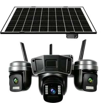 دوربین مینی اسپیددام سیمکارتی 5مگاپیکسل 3لنزه سه موتوره پنل خورشیدی آژیردار OKAM PRO مدل TL4
